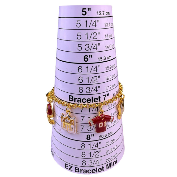 Danbury Mint Womens Gold Tone Football  Bracelet Washington Redskins Charms