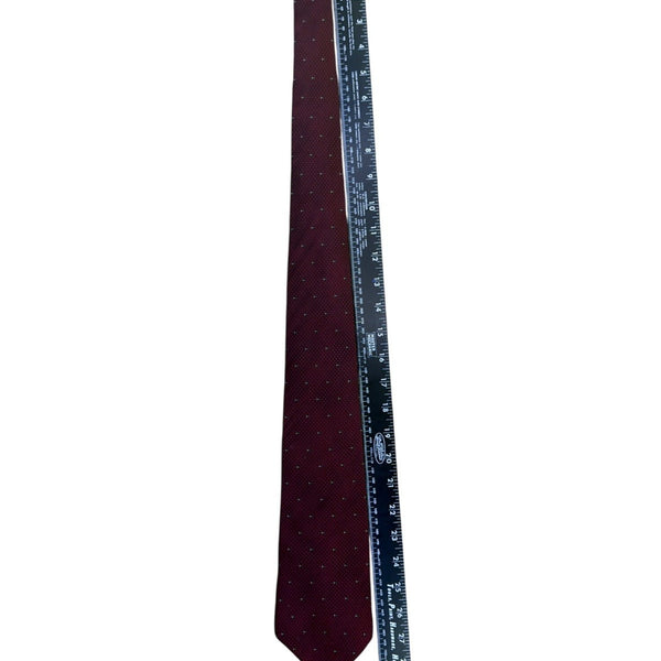 Zylos Platinum Mens Burgundy 100% Silk Dot Pattern Necktie George Machado Design