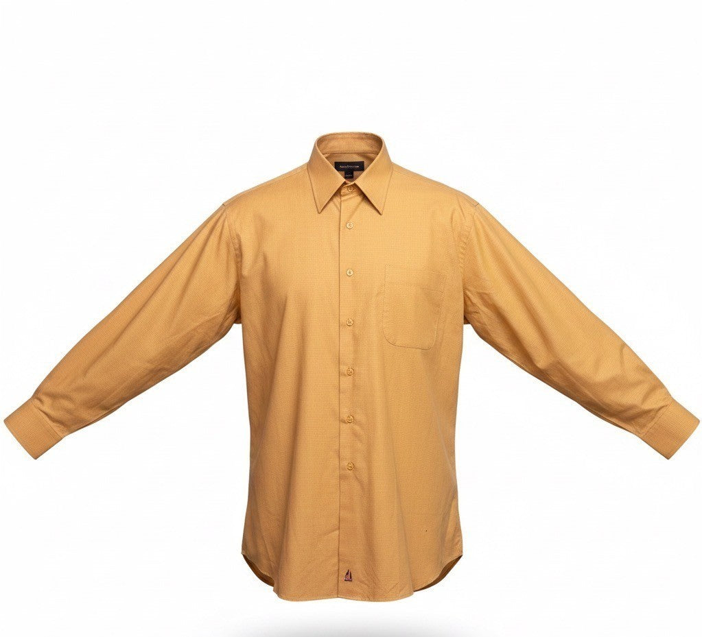 Nordstrom Mens Yellow Cotton Long Sleeve Button-Up Shirt With Pocket Size 17 1/2
