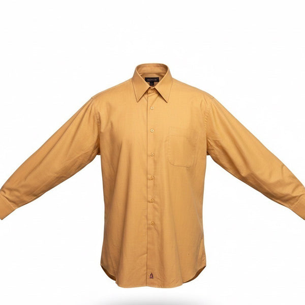 Nordstrom Mens Yellow Cotton Long Sleeve Button-Up Shirt With Pocket Size 17 1/2