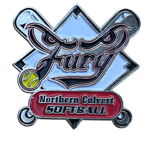 Northern Calvert Fury Softball Team Lapel Pin With Dual Clutch Backing By Metro