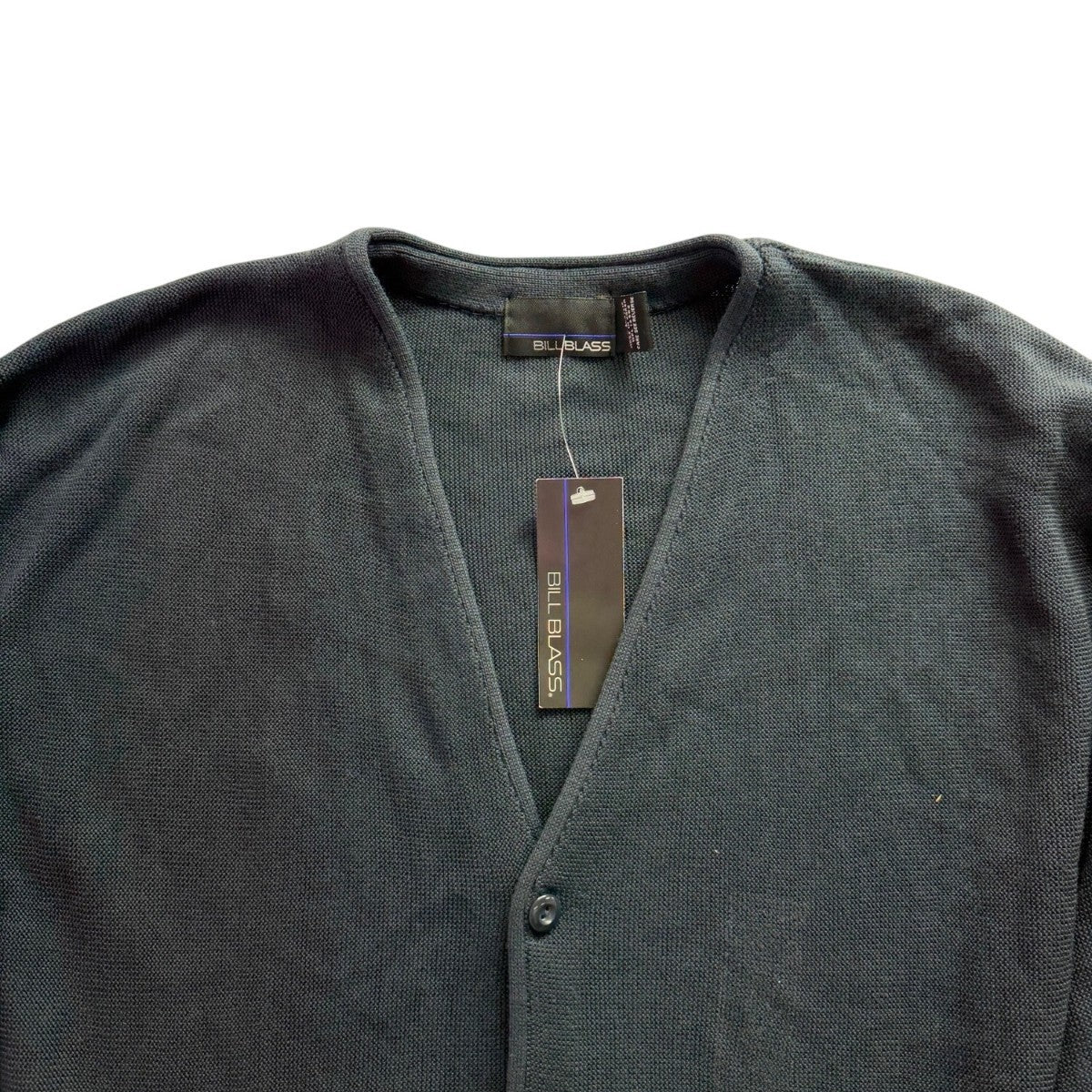 Bill Blass Mens Navy Cardigan Sweater V-Neck Casual Button Front Knit Sz L