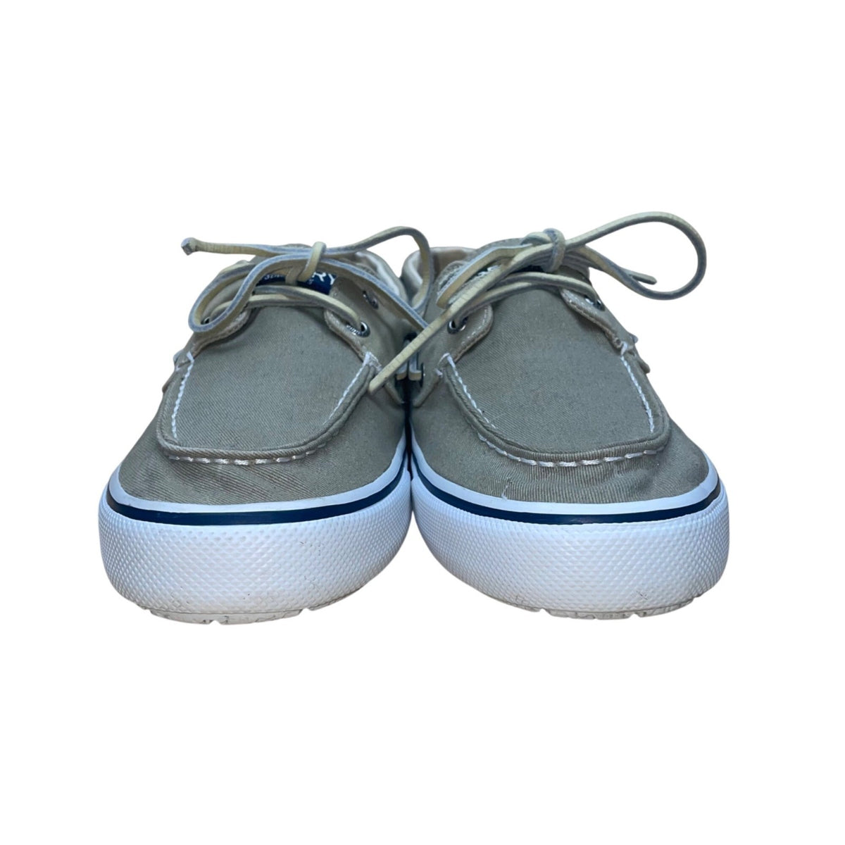 Sperry Men’s Light Olive Canvas Lace-Up Bahama II Boat Shoes Size 11M