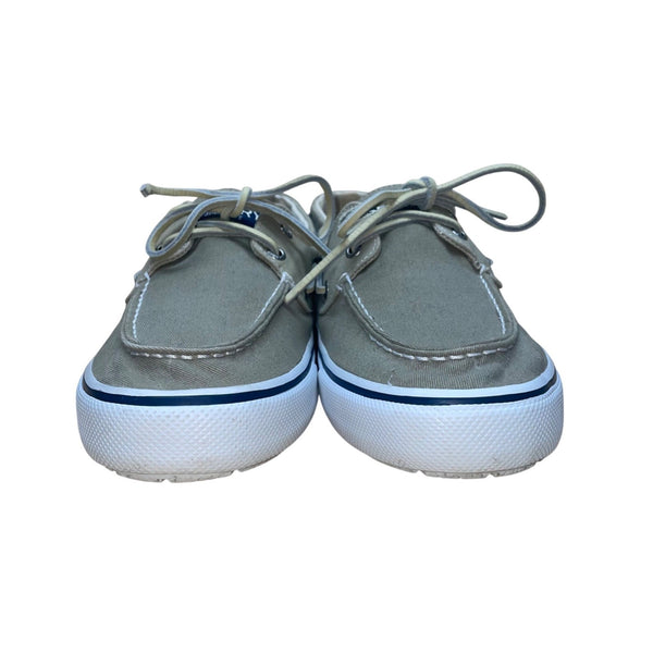 Sperry Men’s Light Olive Canvas Lace-Up Bahama II Boat Shoes Size 11M