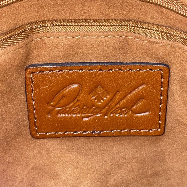 Patricia Nash Womens Brown Leather Floral Embossed Chain Strap Shoulder Tote Bag