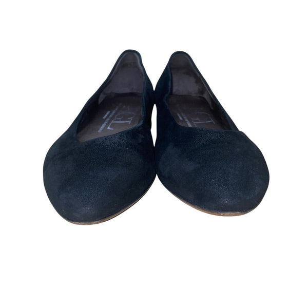 AGL Women’s Black Suede Leather Sole Slip-On Ballet Flats Size 37.5