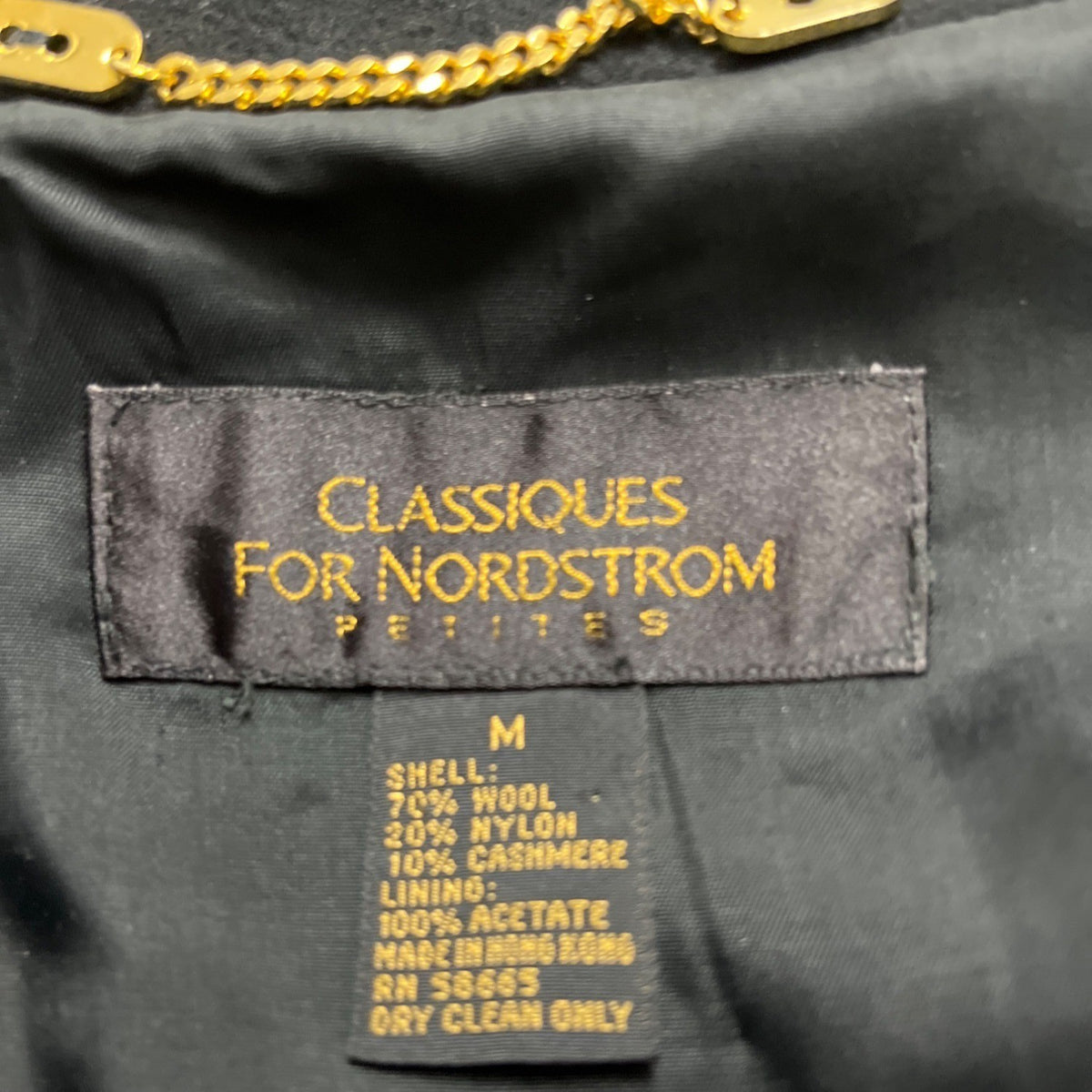 Classiques For Nordstrom Womens Black Wool Nylon Moto Jacket Belted Size M