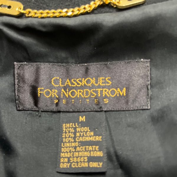 Classiques For Nordstrom Womens Black Wool Nylon Moto Jacket Belted Size M