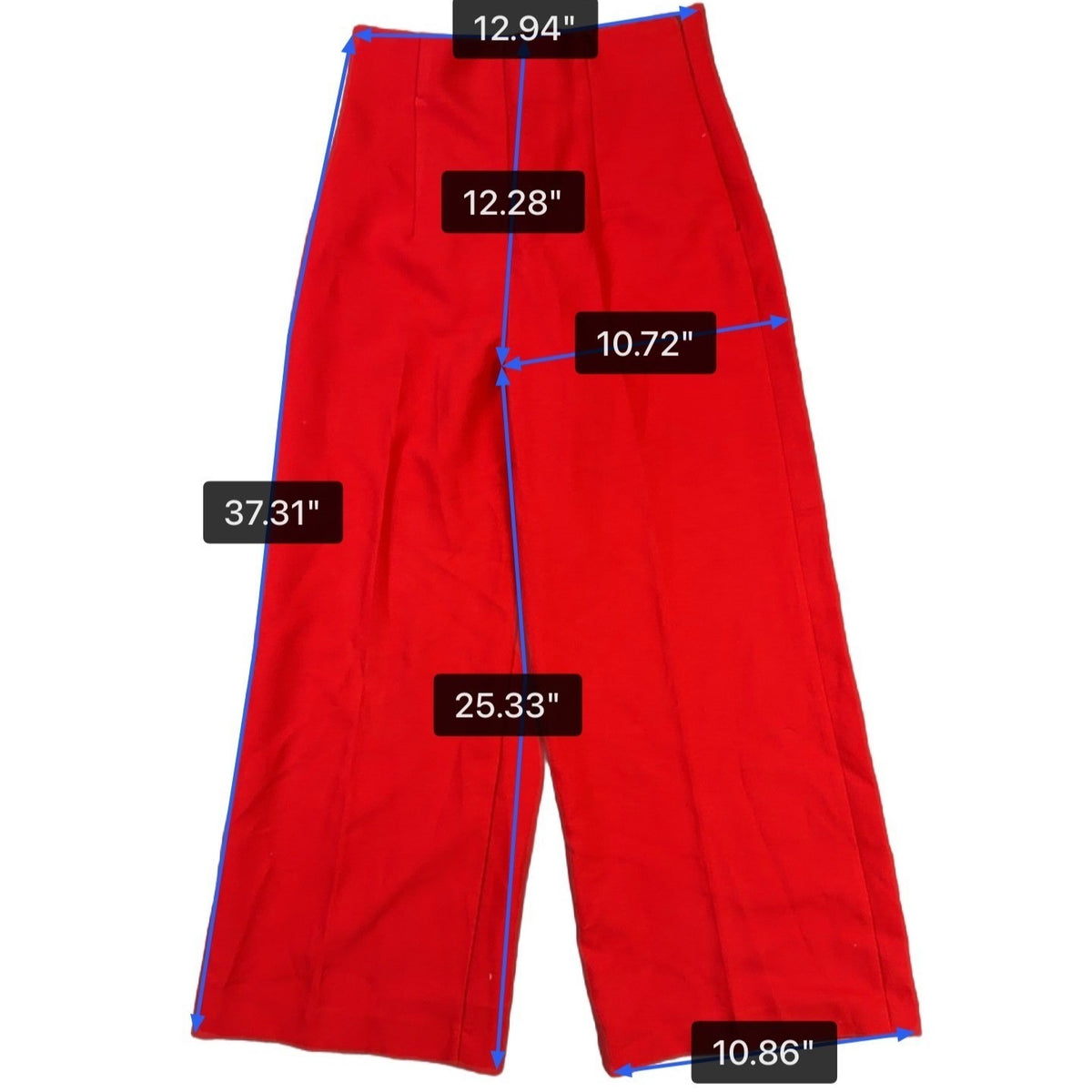 Zara Womens Red Wide-Leg High-Waist Trousers Size S