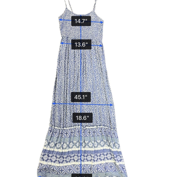 SO Womens Blue Rayon Floral Print Maxi Dress Size S