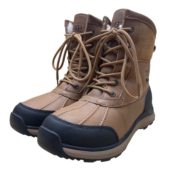 UGG Men’s Brown & Black Leather Suede Waterproof Lace-Up Winter Boots Size 7.5