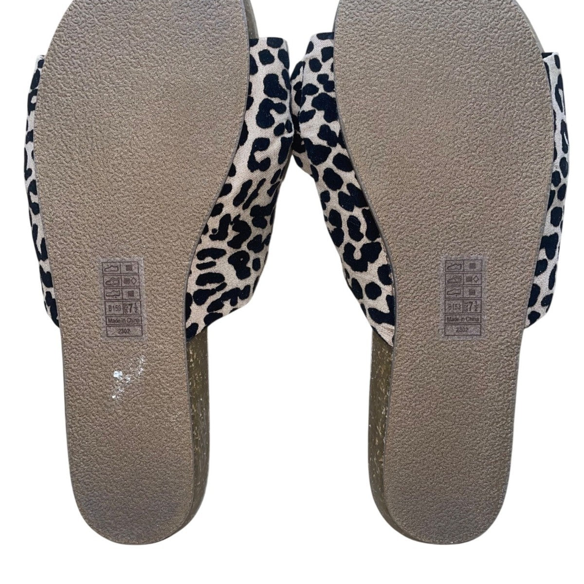 Blowfish Women’s Black & White Leopard Print Bow Detail Slide Sandals 7.5