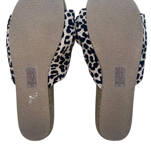Blowfish Women’s Black & White Leopard Print Bow Detail Slide Sandals 7.5