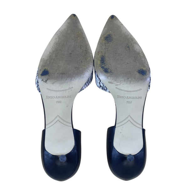 Enzo Angiolini Women’s Gray Black Leather DOrsay Snakeskin Print Pumps Size 7.5M