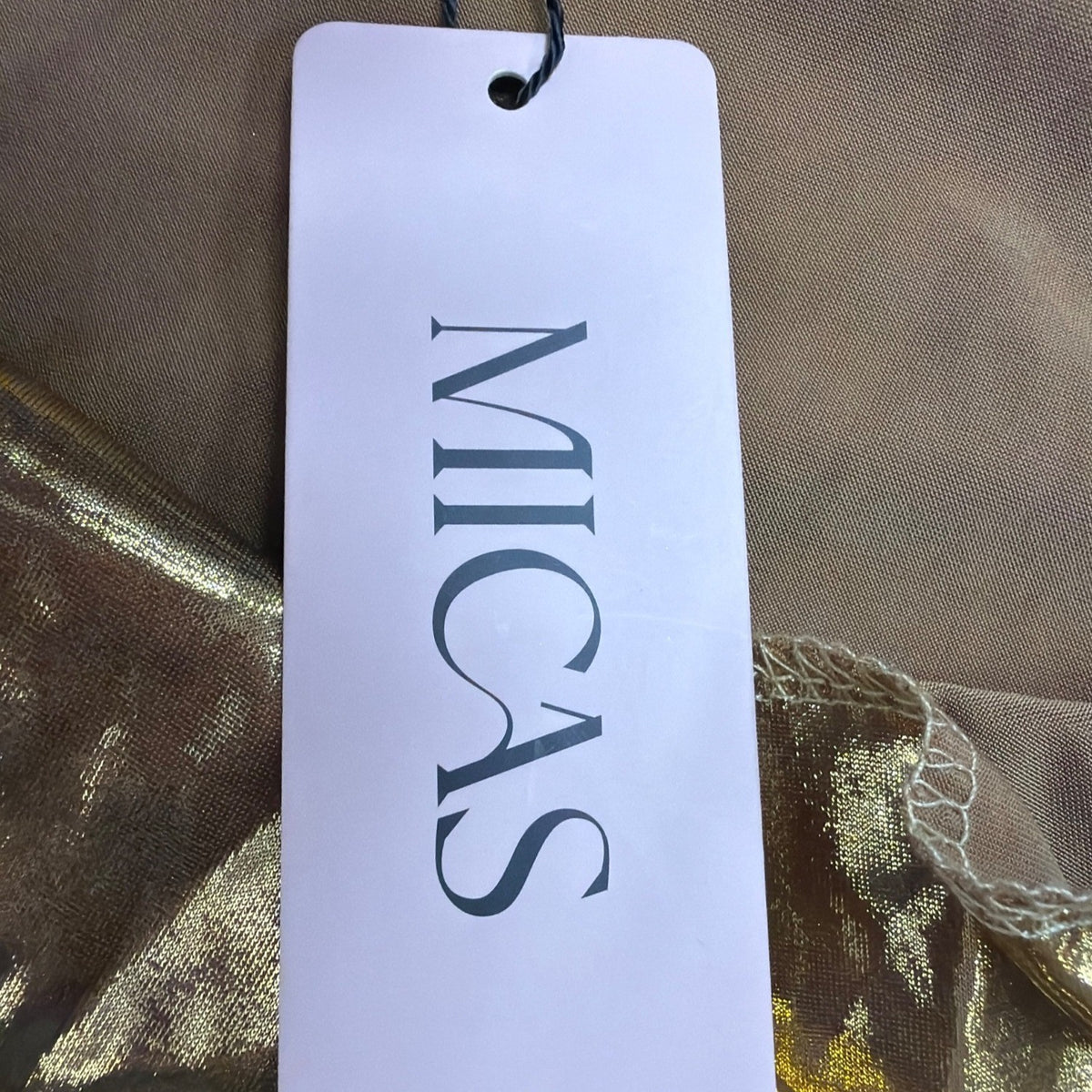 Micas Womens Gold Metallic A-Line Slip Dress Shiny Party Wear Sz S