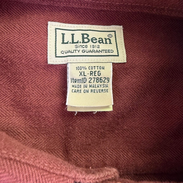 L.L. Bean Mens Red Cotton Long Sleeve Button Down Shirt Sz XL Regular