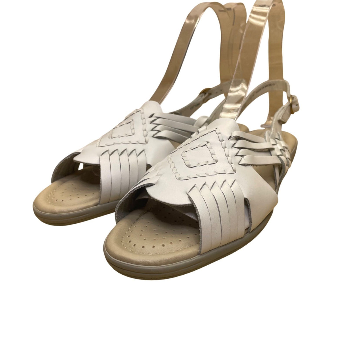 Softspots Women’s White Leather Perforated Insole Slingback Sandals Size 12N