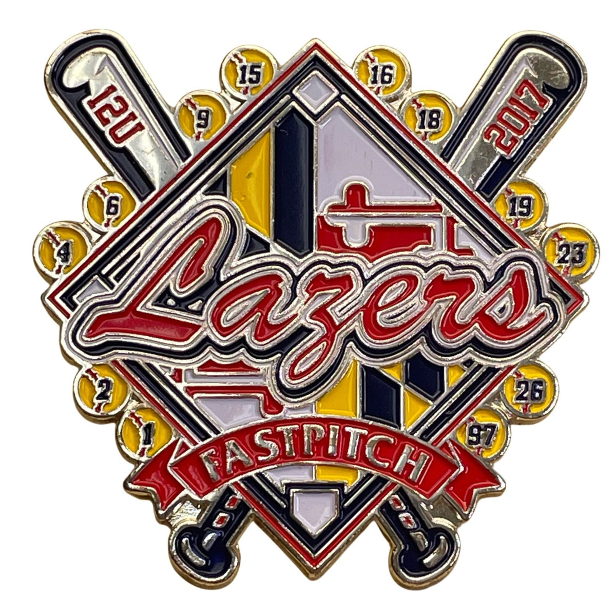 Lazers Fastpitch 12U Team Trading Pin With Dual-Post Backing