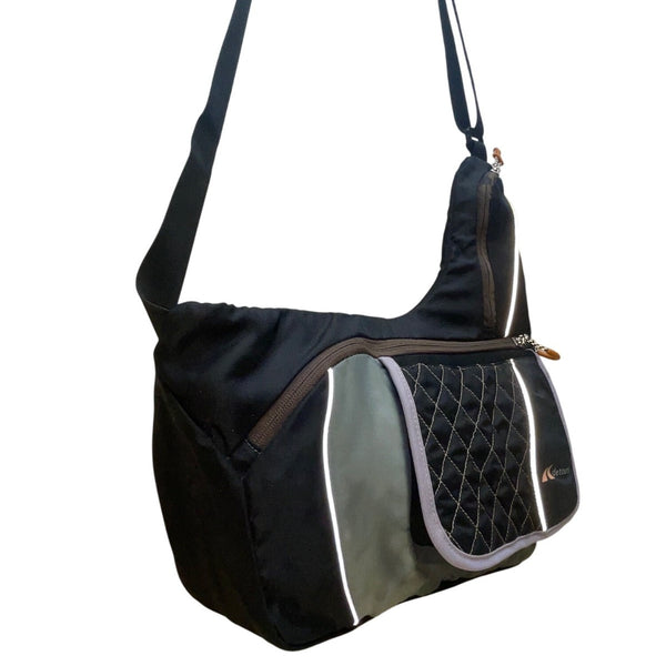 Detours Women’s Black & Gray Quilted Nylon Reflective Crossbody Messenger Bag