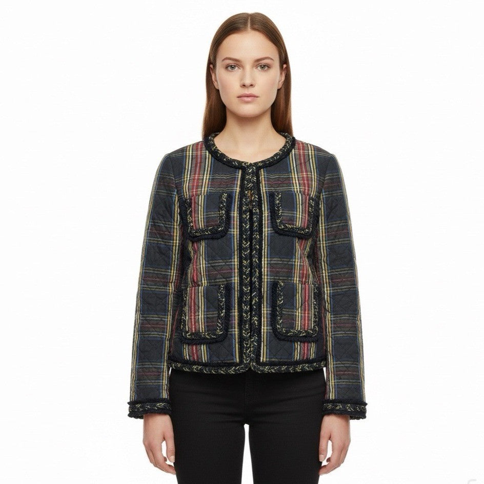 J.Crew Womens Multicolor Quilted Plaid Jacket Stylish & Lightweight Size 6