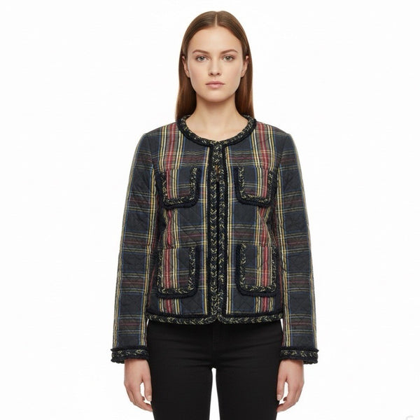 J.Crew Womens Multicolor Quilted Plaid Jacket Stylish & Lightweight Size 6
