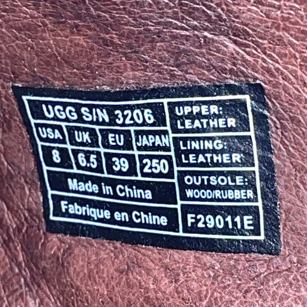 Ugg Women's Brown Leather  With Braided Strap High-Heel Studded Mules Size 8