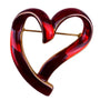 Casual Corner Womens Red Gold Tone Metal Enamel Heart Shaped Brooch