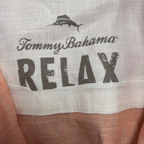 Tommy Bahama Mens Orange Linen Short Sleeve Fit Size Button-Up Shirt Relax 2XB