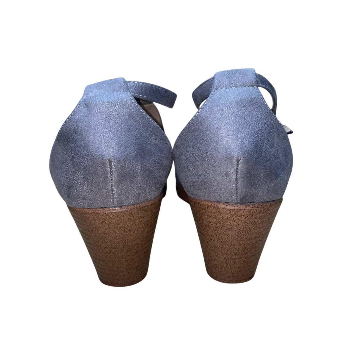 Journee Collection Women’s Gray Suede Open Toe Ankle Strap Wedge Sandals Size 9