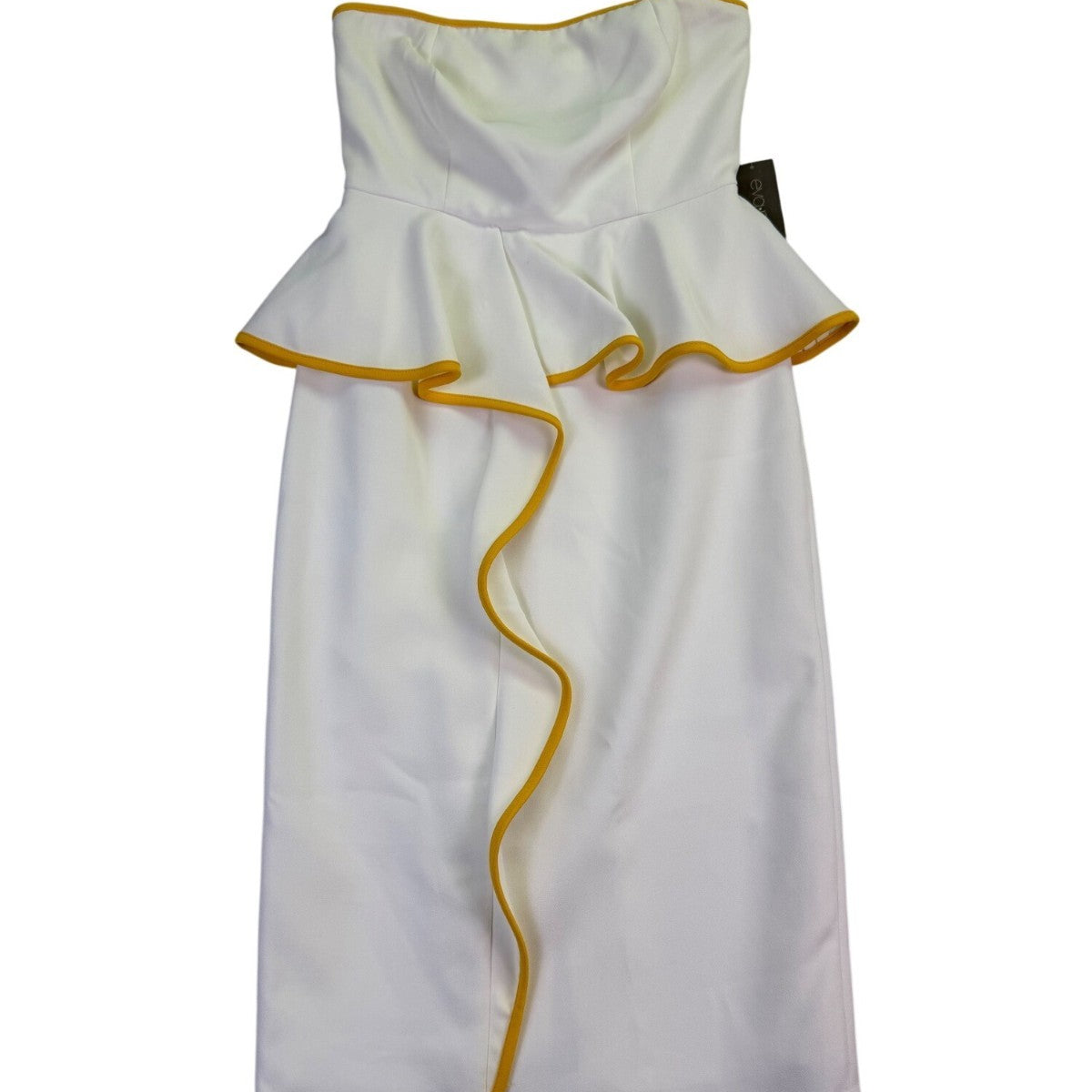 Eva Mendes Women’s White & Yellow Strapless Peplum Dress Petite Sz 0