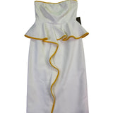 Eva Mendes Women’s White & Yellow Strapless Peplum Dress Petite Sz 0