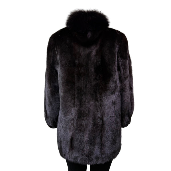 Rosendorf/Evans Womens Black Genuine Mink Fur Coat Luxurious Vintage Sz M