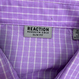 Kenneth Cole Reaction Mens Lavender Cotton Flex Slim Fit Long Sleeve Dress Shirt