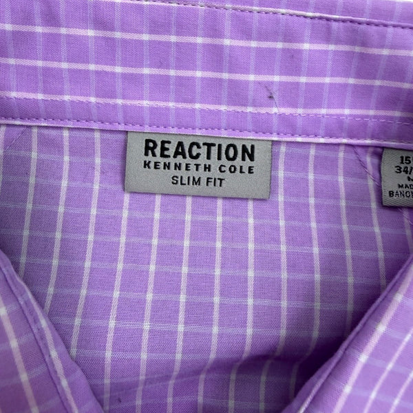 Kenneth Cole Reaction Mens Lavender Cotton Flex Slim Fit Long Sleeve Dress Shirt