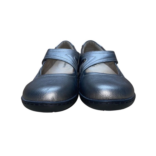 Oviaric Women’s Silver Faux Leather Strap Closure Mary Jane Shoes Size 9US