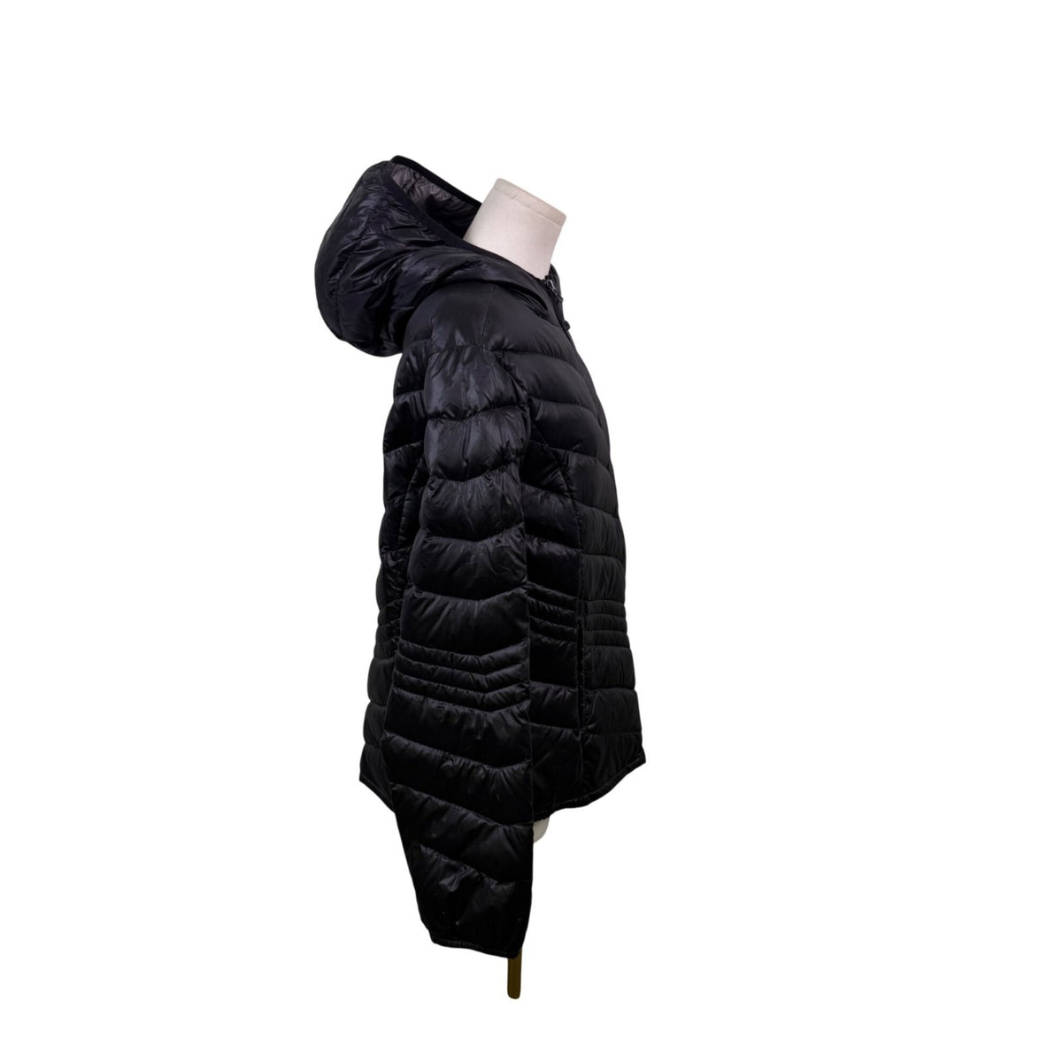 Xersion Black Womens Puffer Jacket Hooded Lightweight Quilted Full-Zip Sz M