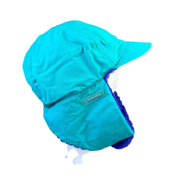 Columbia Mens Purple/Teal Shearling-Lined Winter Trapper Hat Fold-Up Earflaps