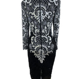 Vintage Sweet Lo Women’s Black and White Beaded Sequin Long Sleeve Dress M New