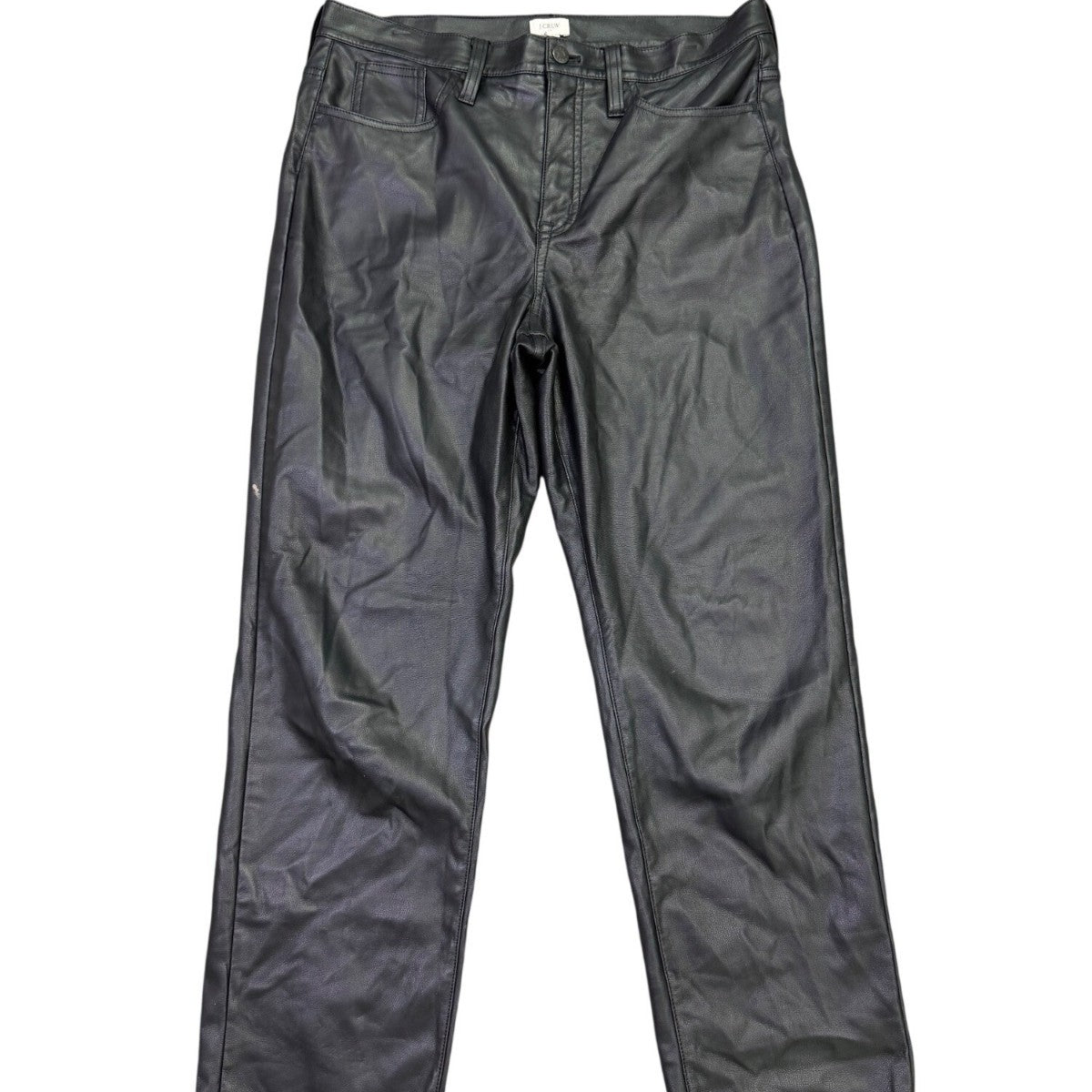 J.Crew Womens Black Faux Leather Pants Slim Fit Straight Leg Design Size 31
