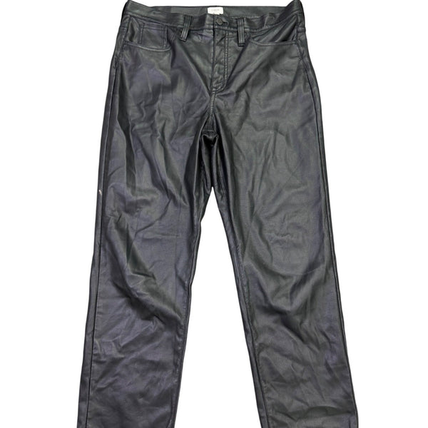 J.Crew Womens Black Faux Leather Pants Slim Fit Straight Leg Design Size 31