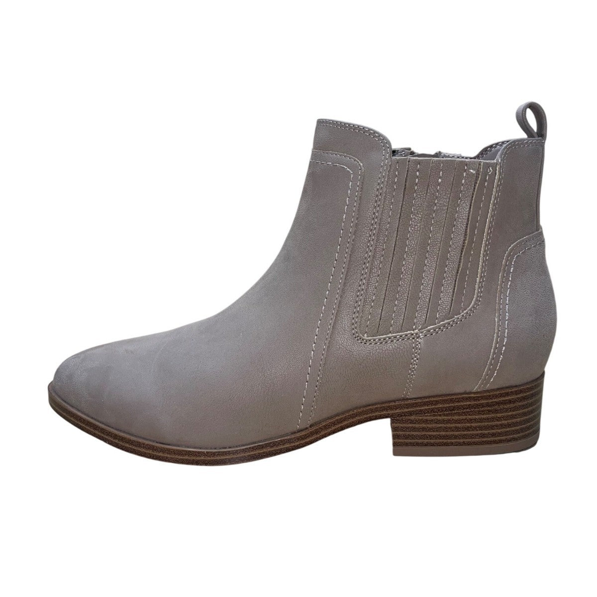 MIA Women’s Grey Faux Leather Side-Zip Pull-On Low Heel Ankle Booties Size 8.5