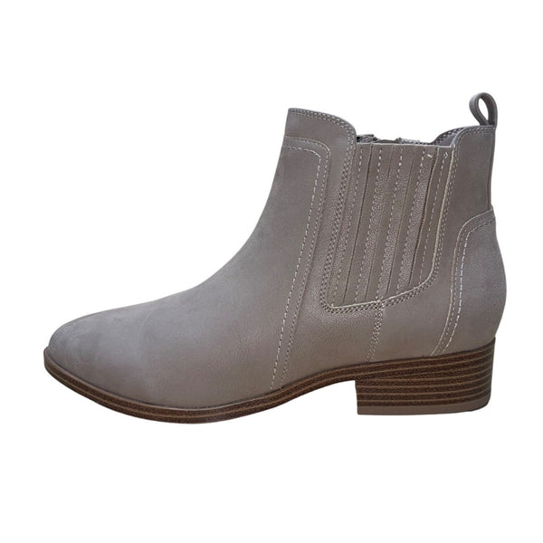 MIA Women’s Grey Faux Leather Side-Zip Pull-On Low Heel Ankle Booties Size 8.5