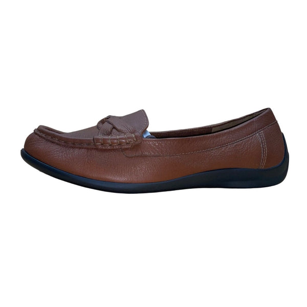 Hotter Women’s Brown Leather Comfort Sole Selena Loafers Size 9.5
