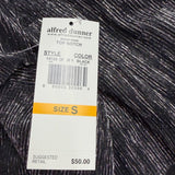 Alfred Dunner Womens Black Top Shimmering Textured Short Sleeve Shirt Size S
