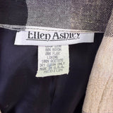 Ellen Ashley Womens Beige/Black Plaid Blazer Jacket Tie Waist Size M