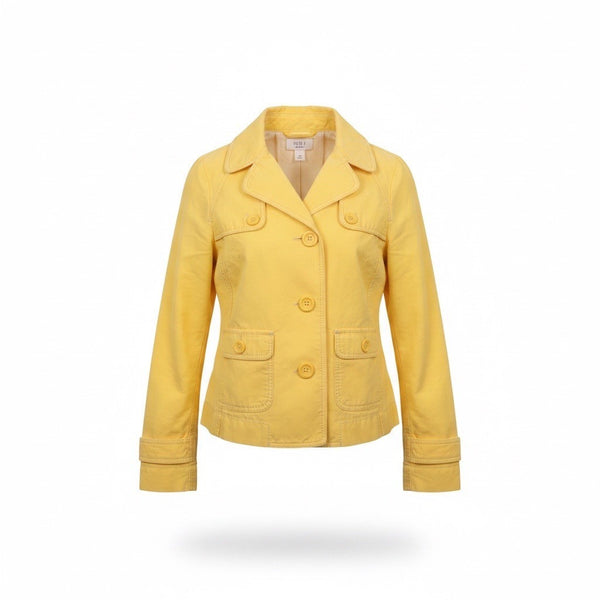 Ann Taylor Loft Womens Yellow Button Front Jacket With Pockets Size 4P