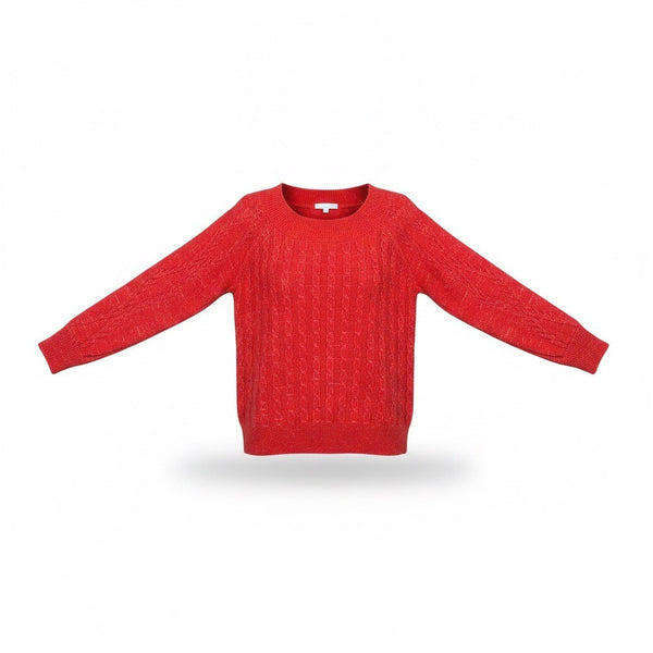 Ashley Stewart Womens Red Cable Knit Crewneck Sweater Size 22/24 