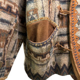 Carlos Ibanez Mens Brown Wool & Suede Western Toggle Coat Vintage Design Sz 54