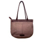 Hidesign Women’s Burgundy Leather Croc-Embossed Gold Detail Dual Straps Tote Bag
