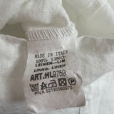 Made In Italy Womens White Linen Short Sleeve Midi Dress Pockets Relaxed Fit
